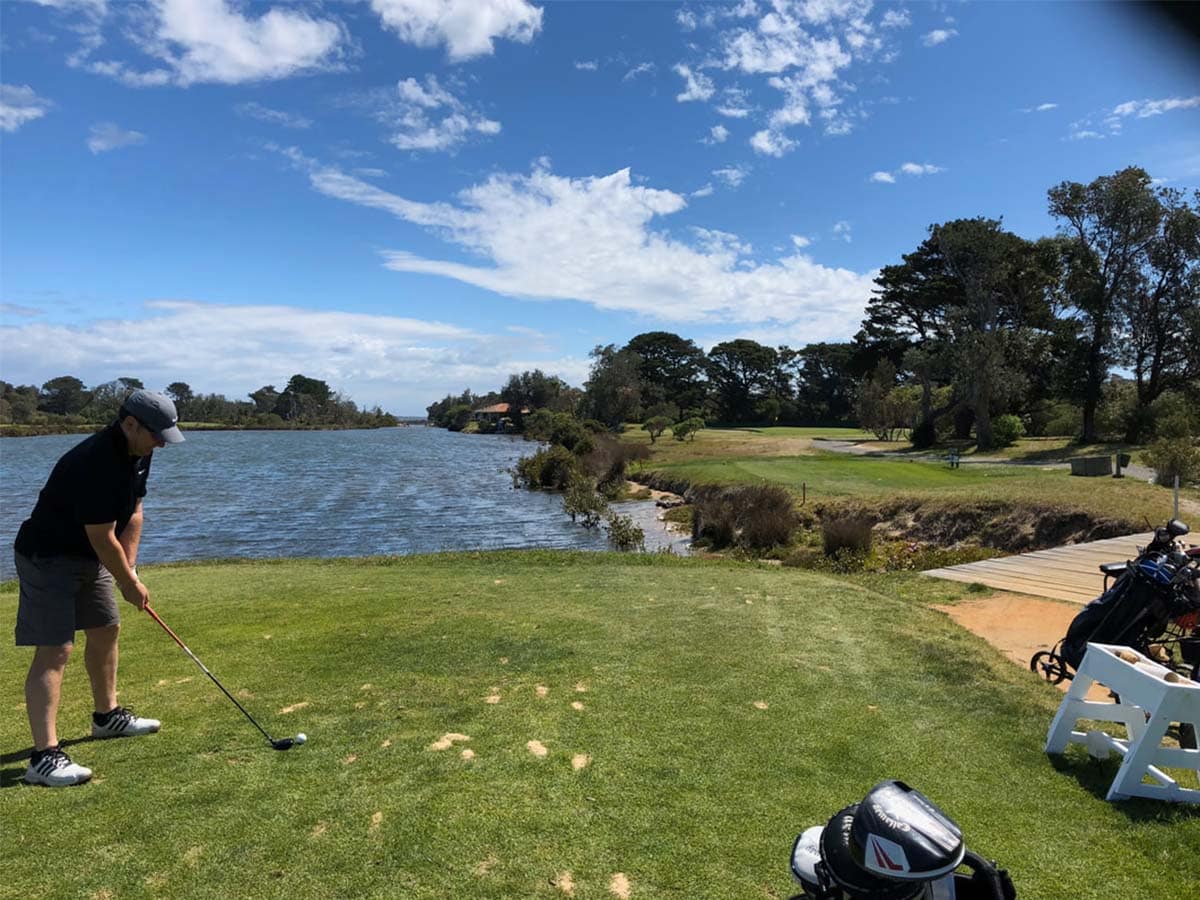 Golfer Teeing Off Victoria Golf Club Australia